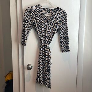 Geometric print tie waist dress 2P